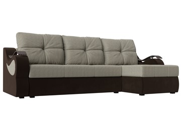 Угловой диван Меркурий, Корфу 02 (рогожка)/коричневый (вельвет) в Соликамске