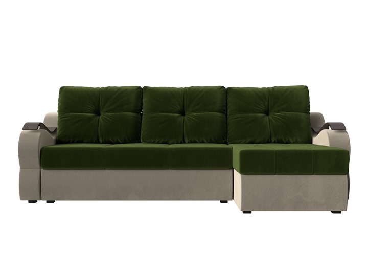 Угловой диван Меркурий, Зеленый/бежевый (вельвет) в Перми - изображение 1