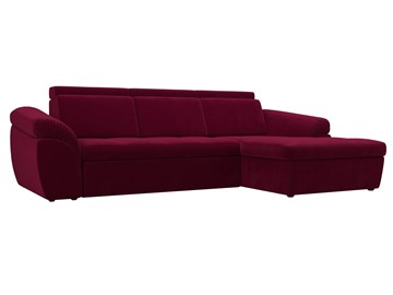 Угловой диван для гостиной Мисандра, Бордовый (микровельвет) в Перми