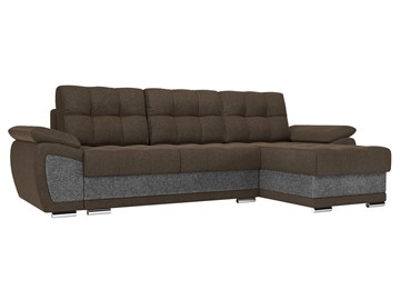 Угловой диван для гостиной Нэстор, Коричневый/Серый (рогожка) в Перми