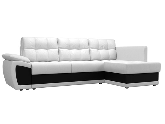 Угловой диван Нэстор прайм, Белый/Черный (экокожа) в Перми - изображение