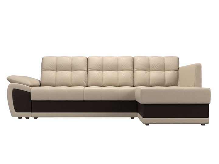 Угловой диван для гостиной Нэстор прайм, Бежевый/Коричневый (экокожа) в Перми - изображение 3