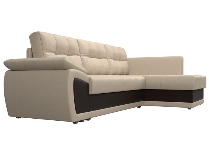 Угловой диван для гостиной Нэстор прайм, Бежевый/Коричневый (экокожа) в Перми - изображение 4
