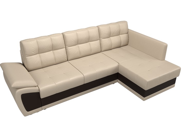 Угловой диван для гостиной Нэстор прайм, Бежевый/Коричневый (экокожа) в Перми - изображение 7