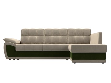 Угловой диван для гостиной Нэстор прайм, Бежевый/Зеленый (микровельвет) в Перми - предосмотр 3