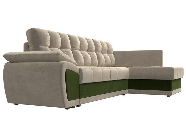 Угловой диван для гостиной Нэстор прайм, Бежевый/Зеленый (микровельвет) в Перми - изображение 4
