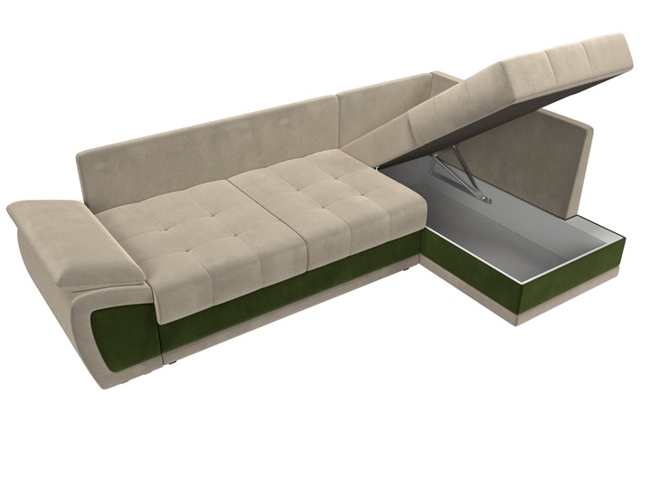 Угловой диван для гостиной Нэстор прайм, Бежевый/Зеленый (микровельвет) в Перми - изображение 8