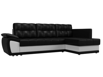 Угловой диван для гостиной Нэстор прайм, Черный/Белый (экокожа) в Перми - предосмотр