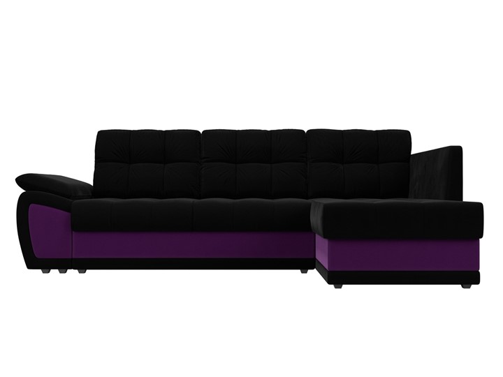 Диван с оттоманкой Нэстор прайм, Черный/Фиолетовый (микровельвет) в Перми - изображение 3