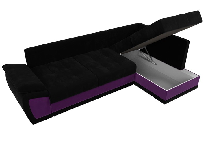 Диван с оттоманкой Нэстор прайм, Черный/Фиолетовый (микровельвет) в Перми - изображение 8