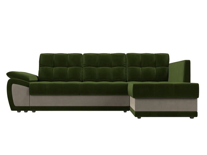Угловой диван Нэстор прайм, Зеленый/Бежевый (микровельвет) в Перми - изображение 3