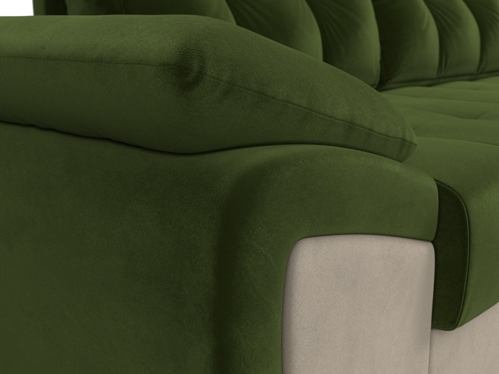 Угловой диван Нэстор прайм, Зеленый/Бежевый (микровельвет) в Перми - изображение 5