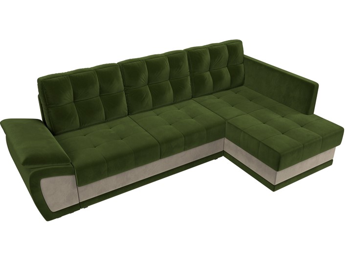 Угловой диван Нэстор прайм, Зеленый/Бежевый (микровельвет) в Перми - изображение 7