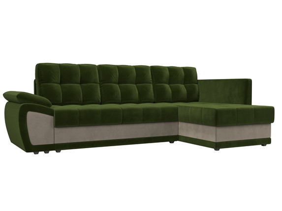 Угловой диван Нэстор прайм, Зеленый/Бежевый (микровельвет) в Перми - изображение