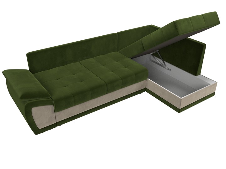 Угловой диван Нэстор прайм, Зеленый/Бежевый (микровельвет) в Перми - изображение 8