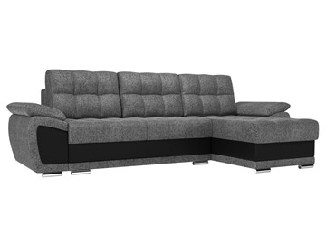 Угловой диван для гостиной Нэстор, Серый/Черный (рогожка/экокожа) в Перми