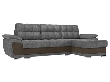 Угловой диван для гостиной Нэстор, Серый/Коричневый (рогожка) в Перми