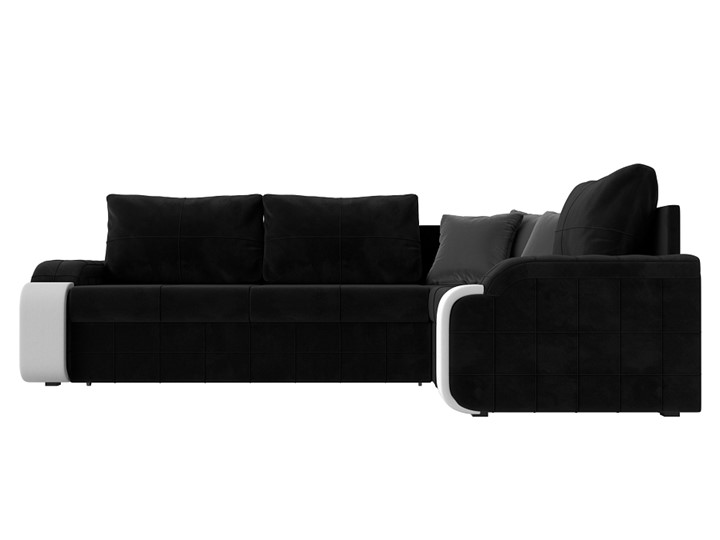 Угловой диван Николь, Черный/Белый/Серый (велюр/экокожа) в Перми - изображение 1