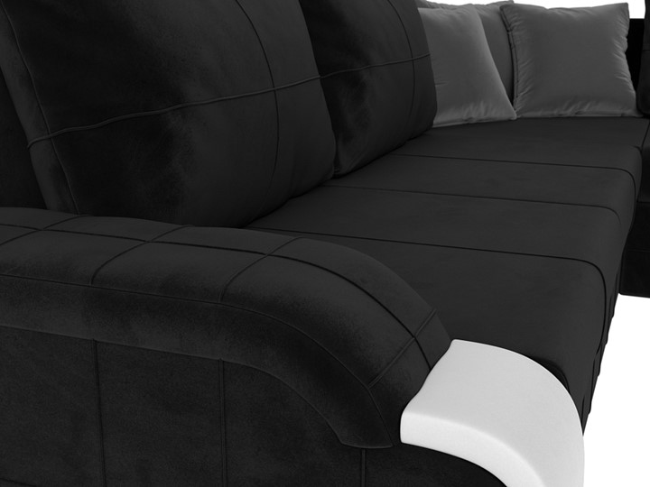 Угловой диван Николь, Черный/Белый/Серый (велюр/экокожа) в Перми - изображение 3