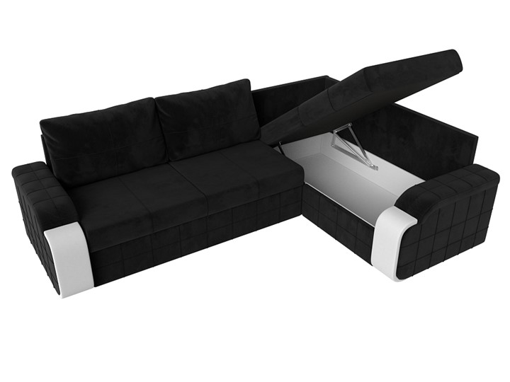 Угловой диван Николь, Черный/Белый/Серый (велюр/экокожа) в Перми - изображение 5