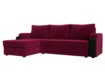 Угловой раскладной диван Николь лайт, Бордовый/Черный (микровельвет/экокожа) в Березниках