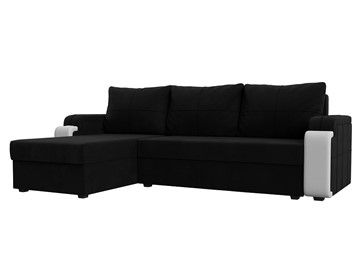 Угловой раскладной диван Николь лайт, Черный/Белый (микровельвет/экокожа) в Березниках