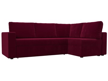 Угловой диван для гостиной Оливер, Бордовый (микровельвет) в Березниках