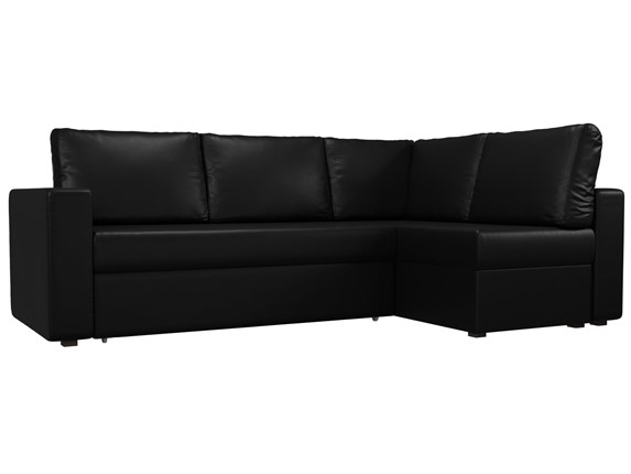 Угловой раскладной диван Оливер, Черный (экокожа) в Перми - изображение