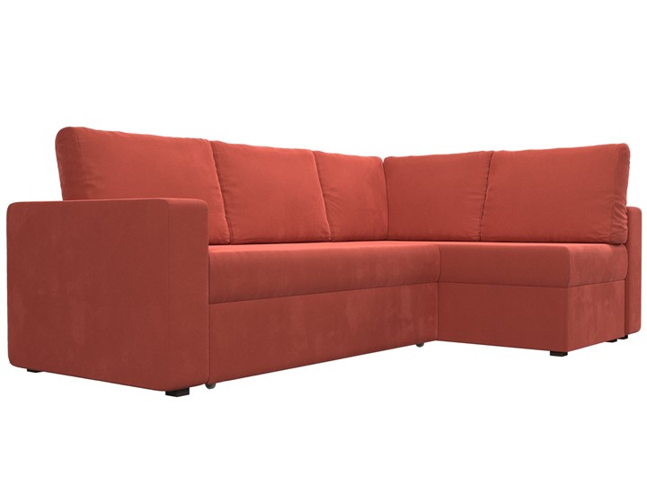 Угловой диван для гостиной Оливер, Коралловый (микровельвет) в Перми - изображение 4