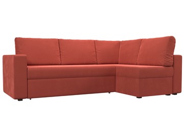 Угловой диван для гостиной Оливер, Коралловый (микровельвет) в Перми - предосмотр