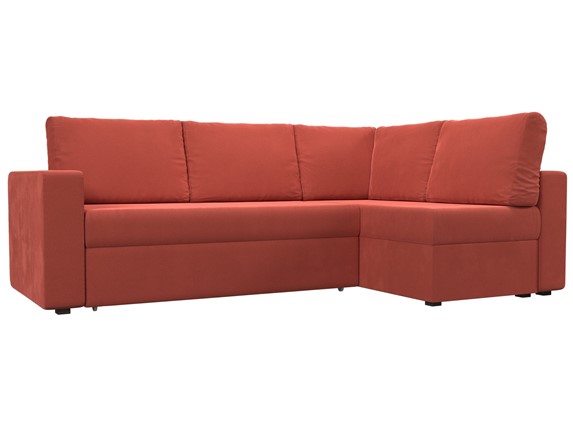Угловой диван для гостиной Оливер, Коралловый (микровельвет) в Перми - изображение