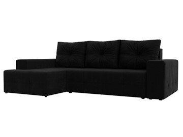 Угловой раскладной диван Перри, Черный (микровельвет) в Перми