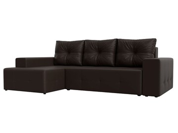 Угловой диван с оттоманкой Перри, Коричневый (Экокожа) в Перми