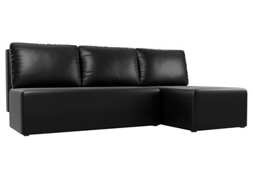 Угловой диван с оттоманкой Поло, Черный (экокожа) в Перми