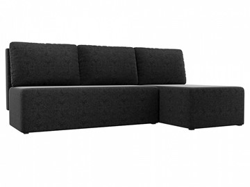 Угловой раскладной диван Поло, Черный (микровельвет) в Перми