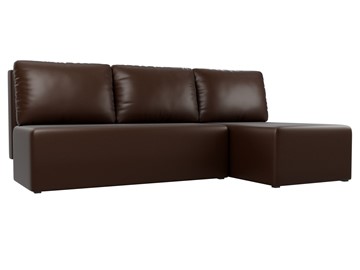 Угловой диван с оттоманкой Поло, Коричневый (экокожа) в Перми