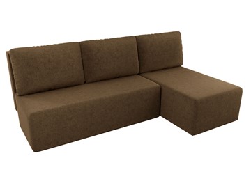 Угловой диван с оттоманкой Поло, Коричневый (микровельвет) в Перми - предосмотр 3