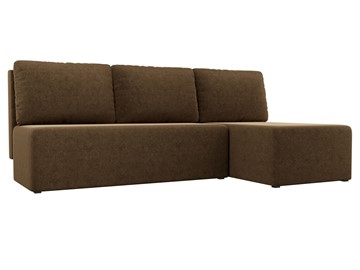 Угловой диван с оттоманкой Поло, Коричневый (микровельвет) в Перми - предосмотр