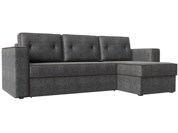Угловой диван с оттоманкой Принстон, Серый/Коричневый (рогожка) в Перми