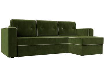 Угловой диван с оттоманкой Принстон, Зеленый (микровельвет) в Соликамске