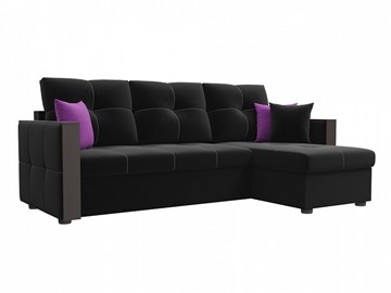 Угловой диван для гостиной Валенсия, Черный (микровельвет) в Перми