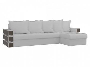 Угловой диван с оттоманкой Венеция, Белый (экокожа) в Березниках