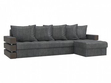 Угловой диван с оттоманкой Венеция, Серый (рогожка) в Березниках