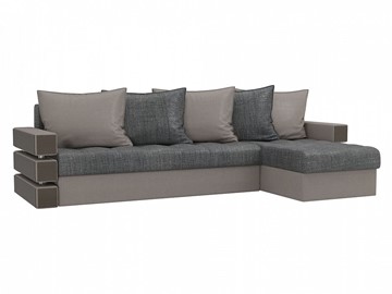 Угловой раскладной диван Венеция, Серый/Бежевый (рогожка) в Березниках