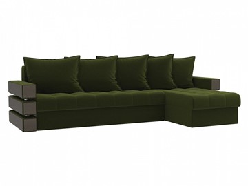 Угловой диван с оттоманкой Венеция, Зеленый (микровельвет) в Перми
