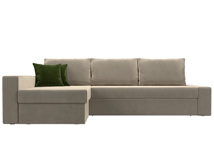 Угловой диван для гостиной Версаль, Бежевый/Зеленый (микровельвет) в Березниках - изображение 1