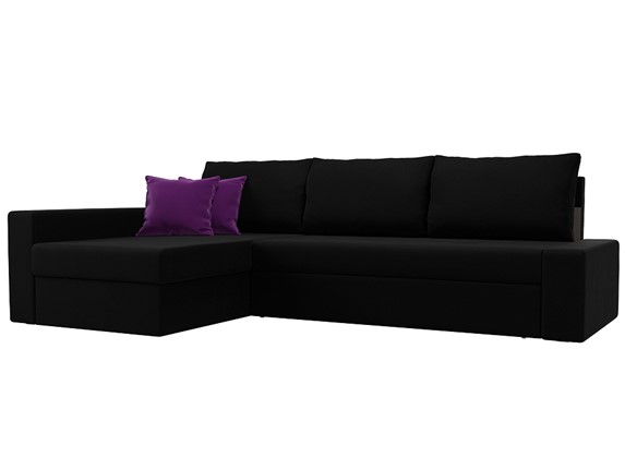 Угловой диван Версаль, Черный/Фиолетовый (микровельвет) в Перми - изображение