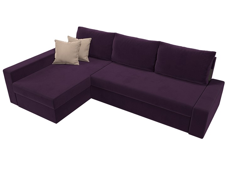 Угловой диван Версаль, Фиолетовый/Бежевый (велюр) в Перми - изображение 4