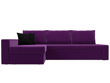 Угловой раскладной диван Версаль, Фиолетовый/Черный (микровельвет) в Перми - предосмотр 1