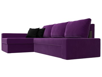Угловой раскладной диван Версаль, Фиолетовый/Черный (микровельвет) в Перми - предосмотр 2